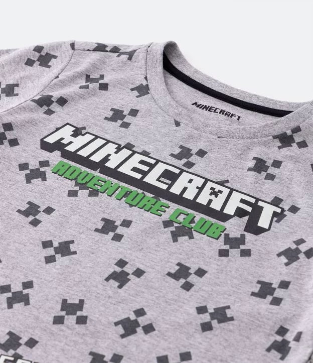 Conjunto Pijama Cinza Creeper Minecraft