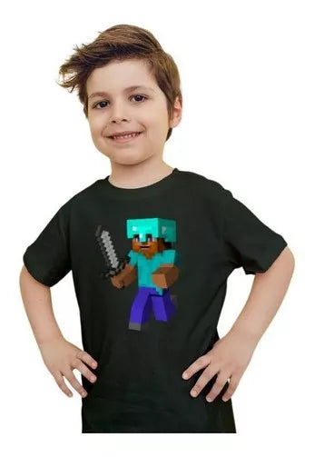 Camisa Preta Personagem Minecraft