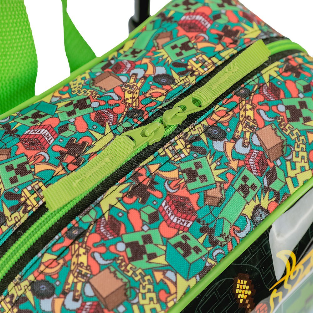 Kit Escolar Minecraft Mobs Mochila de Rodinhas