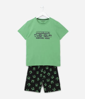 Conjunto Pijama Verde e Preto Minecraft