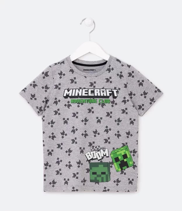 Conjunto Pijama Cinza Creeper Minecraft