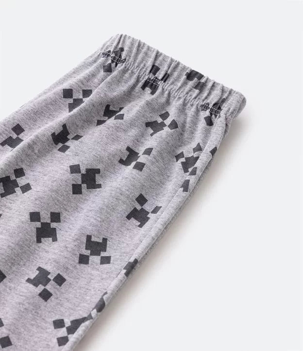 Conjunto Pijama Cinza Creeper Minecraft