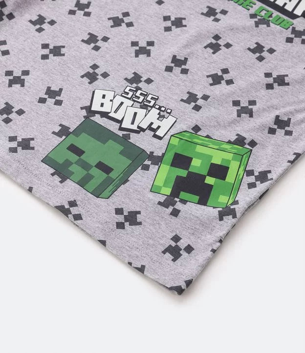 Conjunto Pijama Cinza Creeper Minecraft