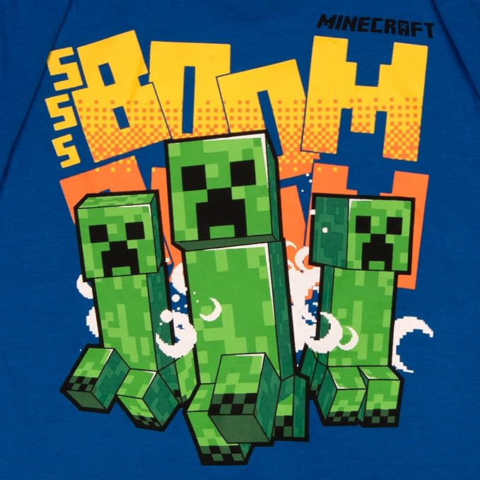 Camisa Manga Comprida Azul Creeper Minecraft