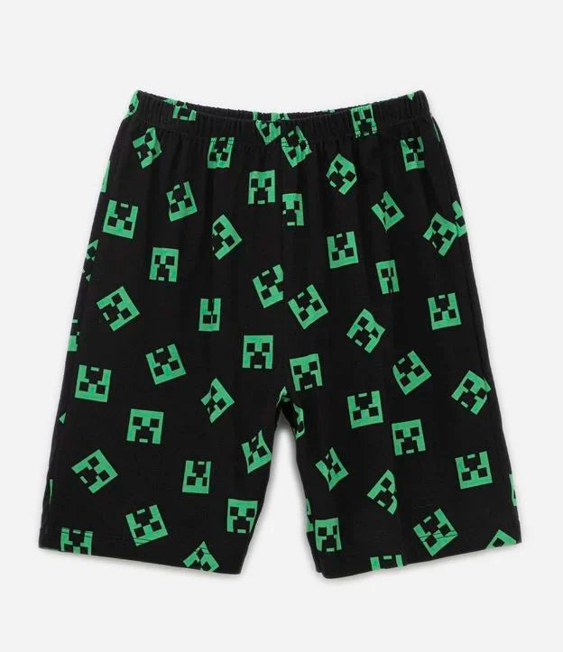 Conjunto Pijama Verde e Preto Minecraft