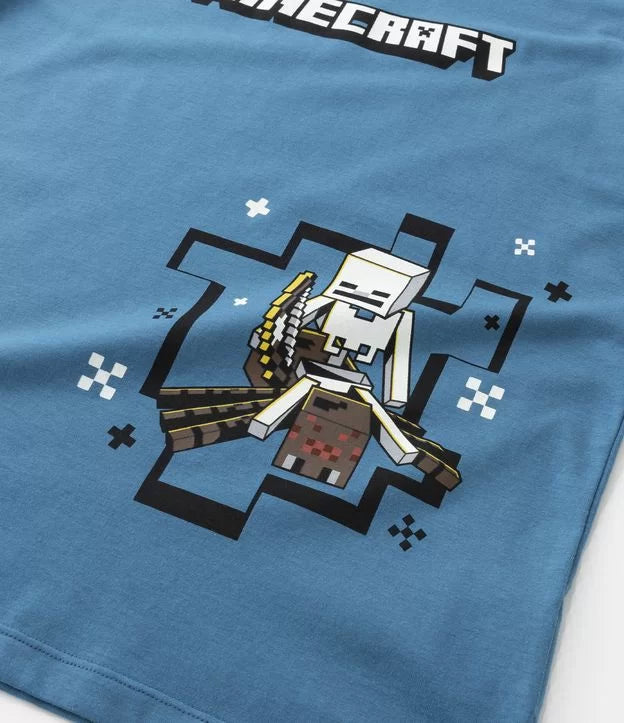 Conjunto Pijama Azul e Branco Mob Minecraft