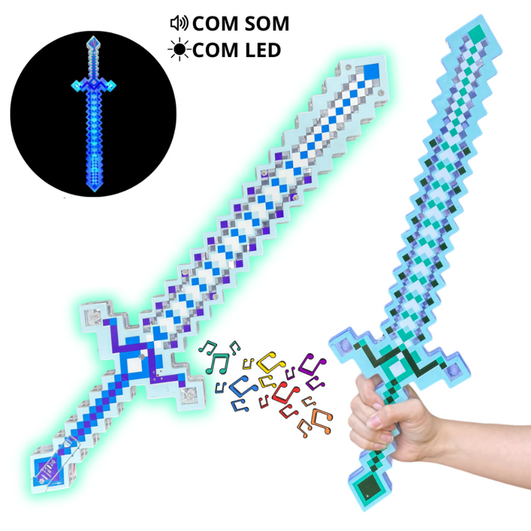 Espada de Diamante com Som e Luz Minecraft