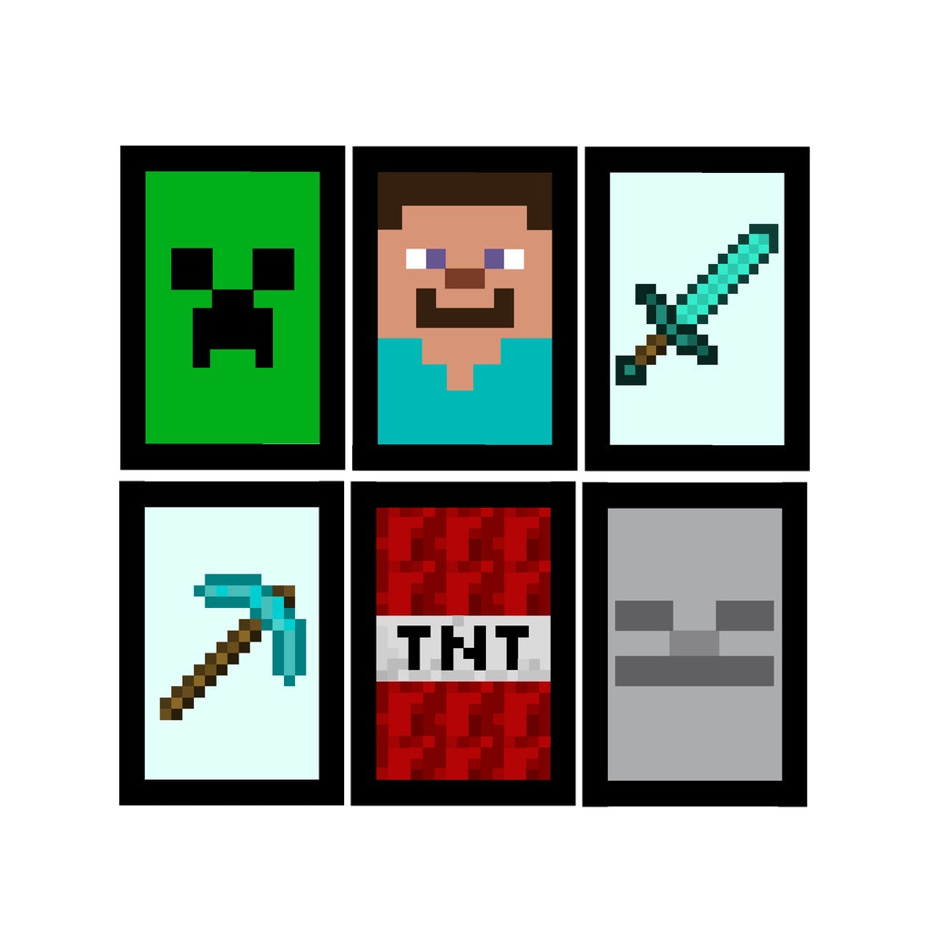 Kit 3 Quadros Minecraft