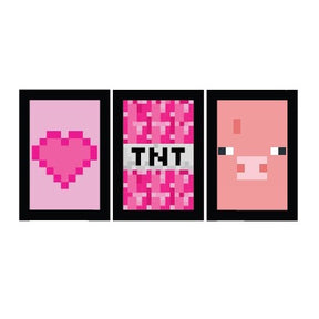 Kit 3 Quadros Minecraft