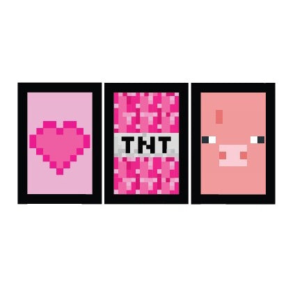 Kit 3 Quadros Minecraft