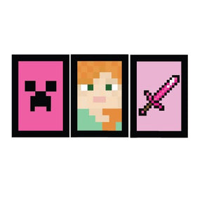 Kit 3 Quadros Minecraft