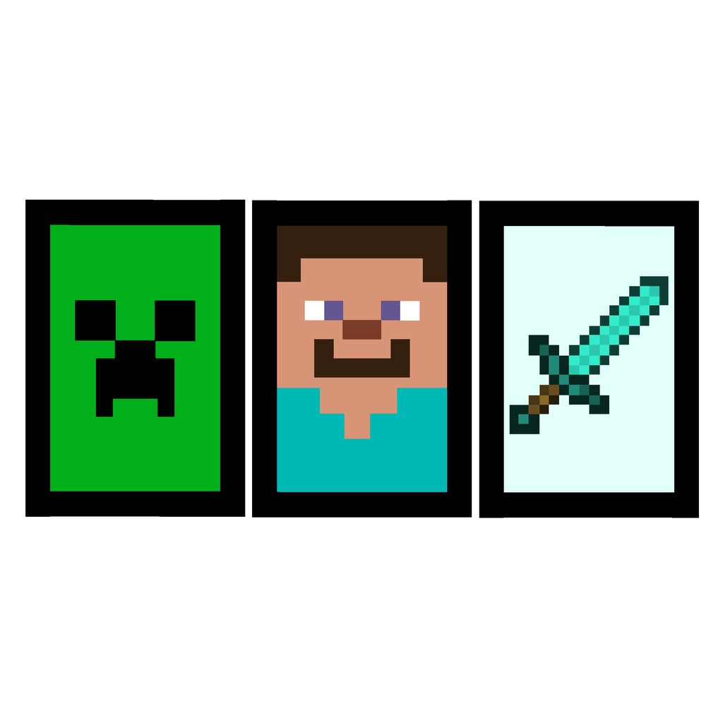 Kit 3 Quadros Minecraft