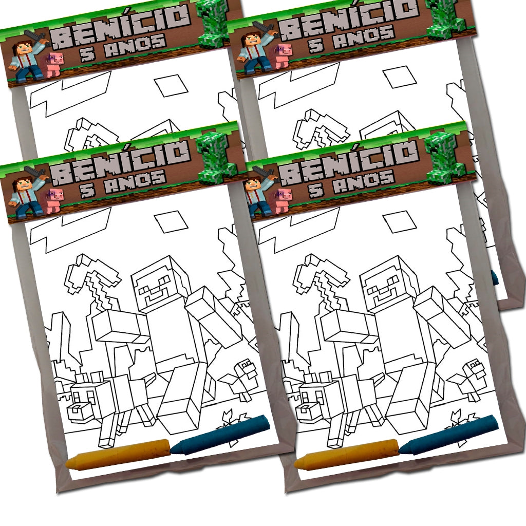 Kit para Colorir Lembrancinha Minecraft Personalizada