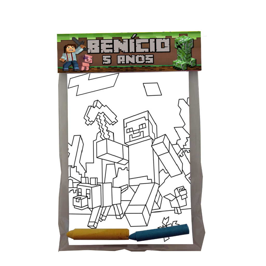 Kit para Colorir Lembrancinha Minecraft Personalizada