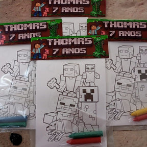 Kit para Colorir Lembrancinha Minecraft Personalizada