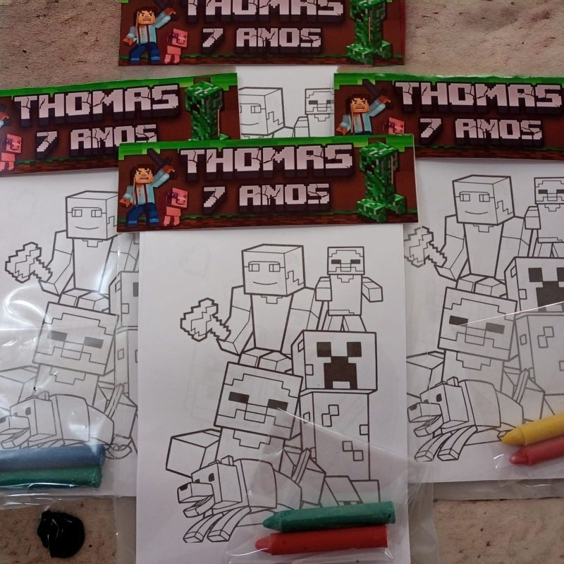 Kit para Colorir Lembrancinha Minecraft Personalizada