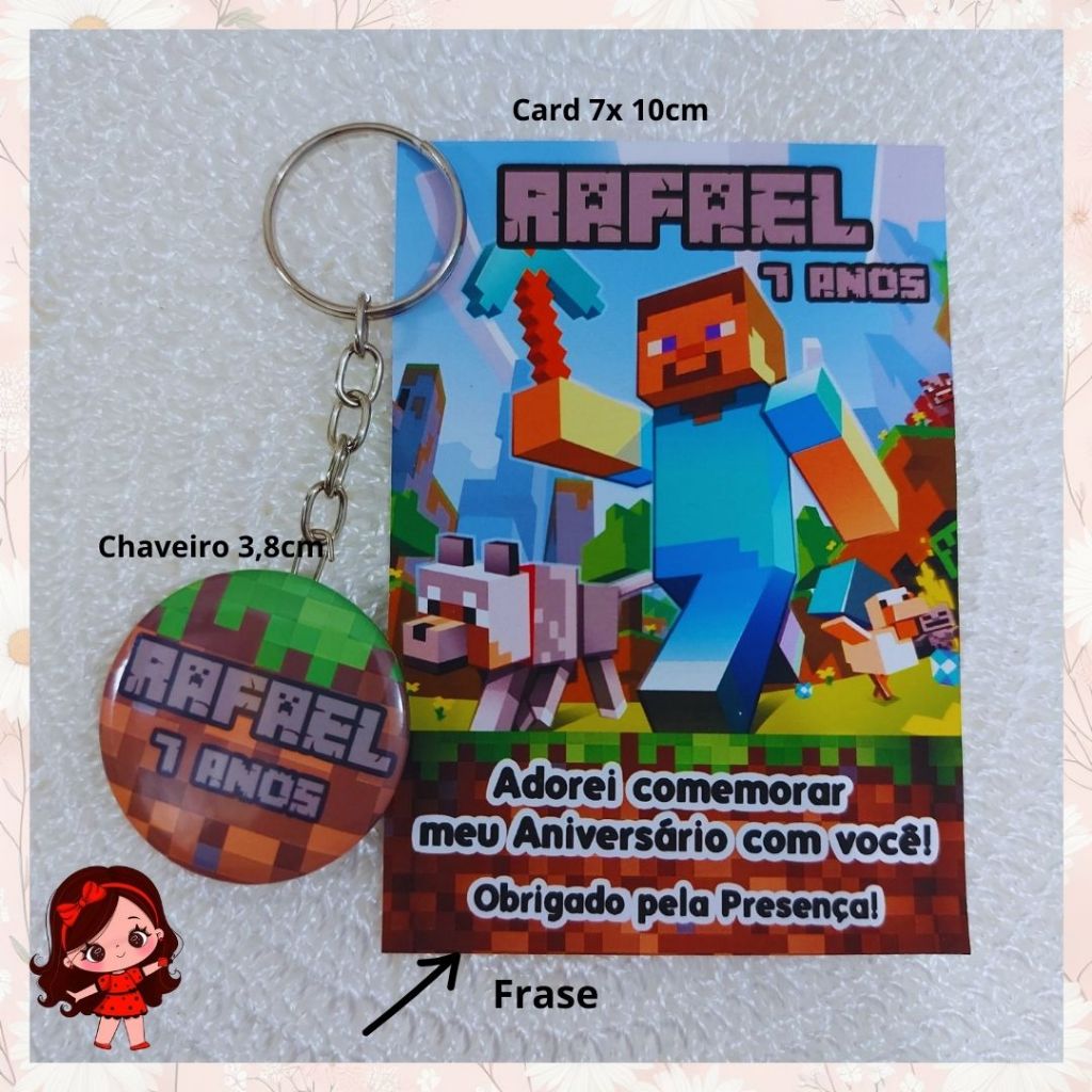 Kit Lembrancinha Chaveiro Personalizado Minecraft