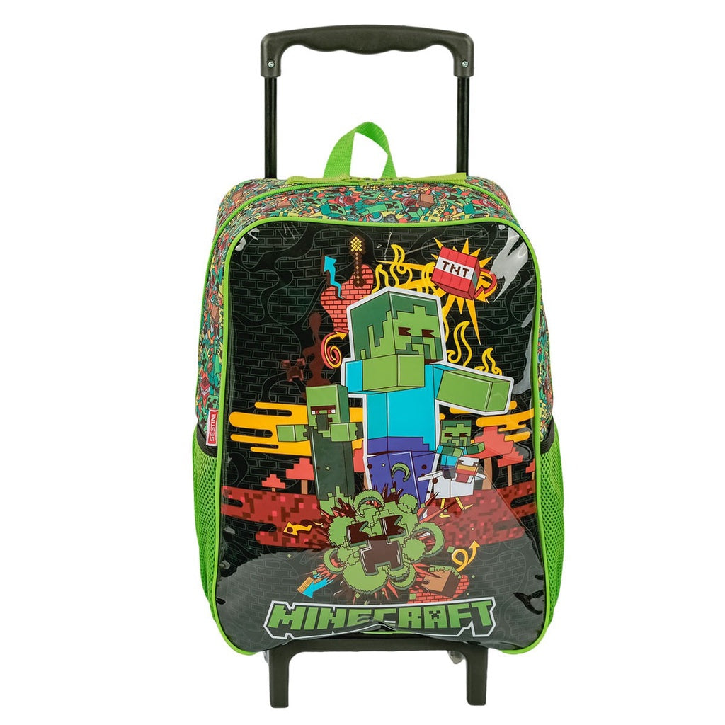 Kit Escolar Minecraft Mobs Mochila de Rodinhas