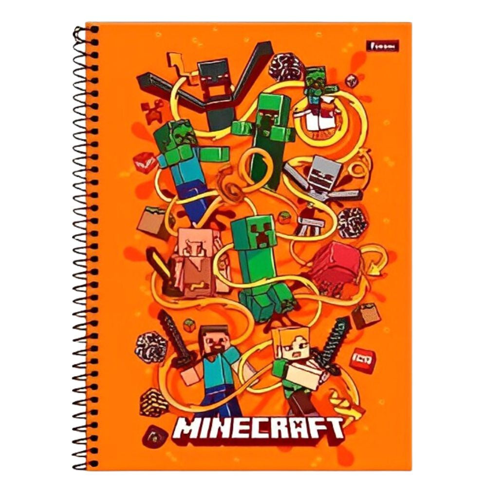 Caderno MineWorld Laranja Minecraft