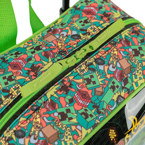 Kit Escolar Minecraft Mobs Mochila de Rodinhas